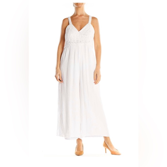 Japna Pants - White Crochet Bust Bohemian Jumpsuit